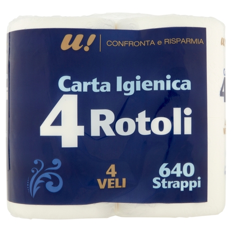4 Rotoli Carta Igienica 4 Veli U! Confronta e Risparmia